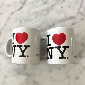 I Love NY ( New York ) Coffee Espresso Mini Mugs 3 oz ( Set of 2 )